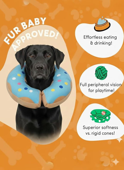 PAWRELIEF Soft Inflatable Dog Cat Cone Collar – Pet Recovery & Protective Dog Neck Collar for Large Dogs Cats to Prevent Scratching, Licking (Blue Donut, Extra Large)