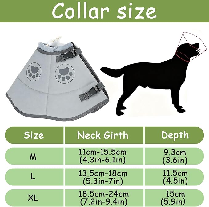 Soft Cone for Dogs to Stop Licking,Dog Cones for Small Medium Large Pets After Surgery Recovery Collar Elizabethan Collars Comfy Fabric Elizabeth Prevent Dog Licking Alternative(Grey, XL)