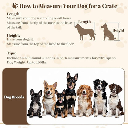 TBWIND Dog Crate Furniture for Large Dogs, 36" Indoor Wooden Dog Kennel with 270° Swivel Door & 360° Rotating Feeder, Decorative Heavy Duty Dog House with Double Locks & Bowls, White