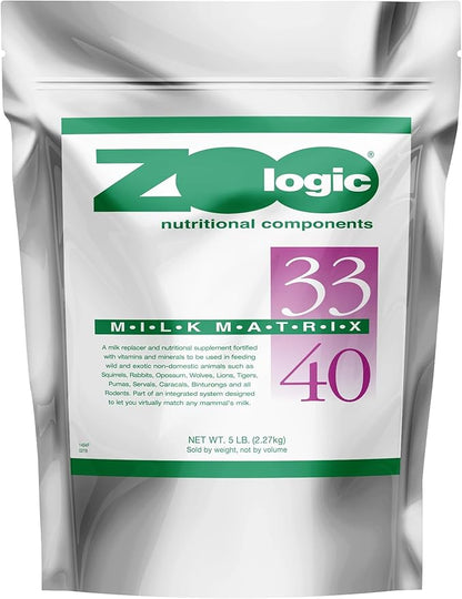 PetAg Zoologic Milk Matrix 33/40 - Milk Replacer - Matches Virtually Any Mammal's Milk - 33/40 - 5 lbs