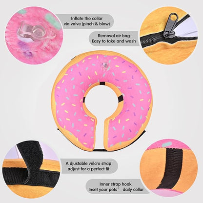 Katoggy Inflatable Dog Cone Collar for After Surgery, Doggie Neck Blow up Donut Recovery ECollar, Soft Adjustable Dog Cone for Small Medium Large Dogs and Cats