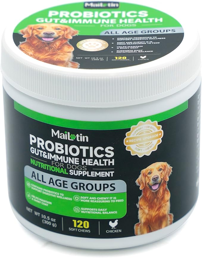 Probiotics for Dogs, Gut & Immune Health Soft Chews, Chicken Flavor, All Ages, Supports Digestive Balance & Skin Health