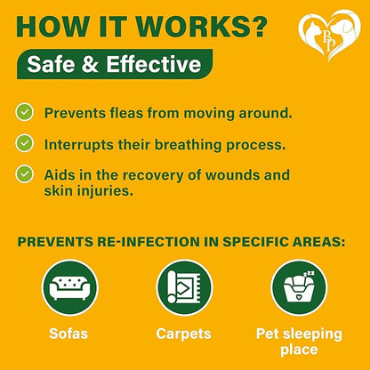 Natural Flea and Tick Home Spray for Dogs, Cats & Ferret - Mosquito, Bug Repellent & Carpet Flea Killer - Pet Pest Control & House Flea Treatment Indoor - Organic Prevention for Safe