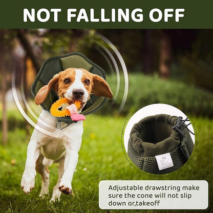 SUNFURA Dog Cones for Large Dogs, Soft Pet Cone Stop Licking After Surgery, Adjustable Pet E-Collar Alternative for Wound Healing, Army Green X-Large