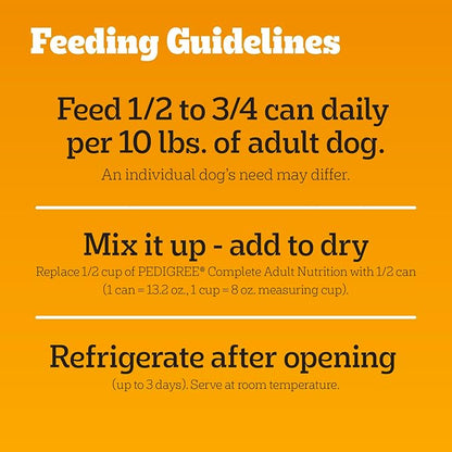 Pedigree Wet Dog Food, Choice Cuts Adult Canned Dog Food with Beef, 13.2 oz. Cans, 12 Count