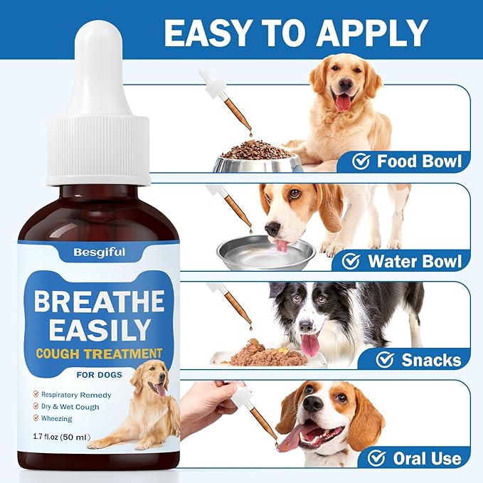 Collapsed Trachea Treatment for Dogs, Breathe Easily, Dog Cough Treatment, Trachea Cough Elixir, Natural Herbal Support Tracheal & Respiratory, Dog Kennel Cough Relief with Mullein Leaf & Marshmallow
