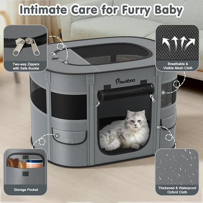 Dog Playpen, Portable Pet Cat PlayPen, 600D Oxford Dog Kennel Tent Crate, Waterproof&Breathable, Indoor Outdoor Travel Camping for Medium/Large Breed with Carrying Case+Folding Bowl(M), Charcoal Gray