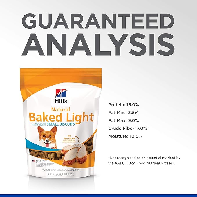 Hill's Natural Baked Light Biscuit Treats for Small Dogs, Chicken, 8 oz. Bag