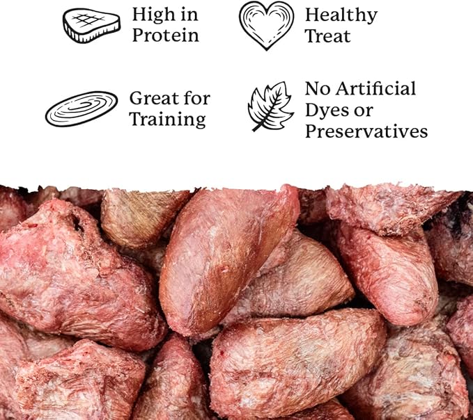 Dr. Harvey's Freeze-Dried Chicken Hearts - Training Dog Treats, Single Ingredient, All-Natural USA Sourced Protein, Allergen-Free - 7 Ounces (Pack of 1)