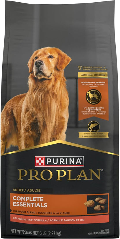 Purina Pro Plan Complete Essentials Shredded Blend Salmon and Rice Dog Food Dry Formula with Probiotics for Dogs - 5 lb. Bag