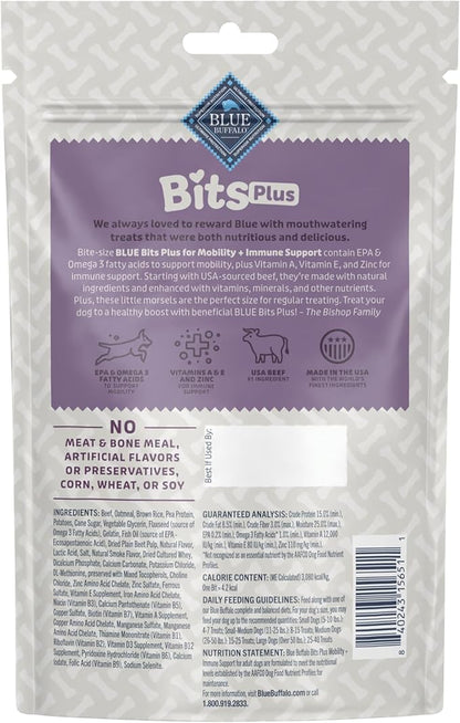 Blue Buffalo Blue Bits Plus Mobility and Immune Support Soft Dog Treats, Beef, 9.5-oz. Bag (Pack of 2)