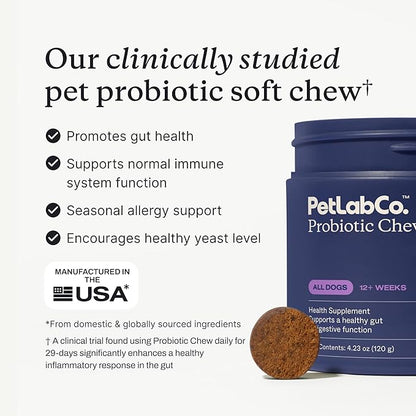 PetLab Co. Probiotics for Dogs, Support Gut Health, Occasional Diarrhea, Digestive Health & Seasonal Allergies - Salmon Flavor - Packaging May Vary - 30 Soft Chews Pack of 2