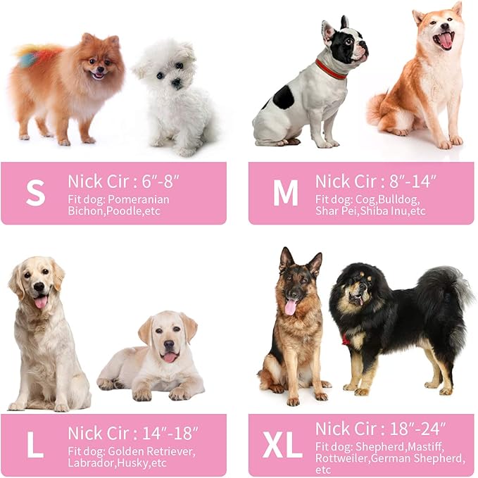 MCHY Inflatable Dog Cone,Adjustable Recovery Collar for Dogs After Surgery,Prevent from Biting & Scratching,Not Block Vision (Pink, L-Neck 15"-20")