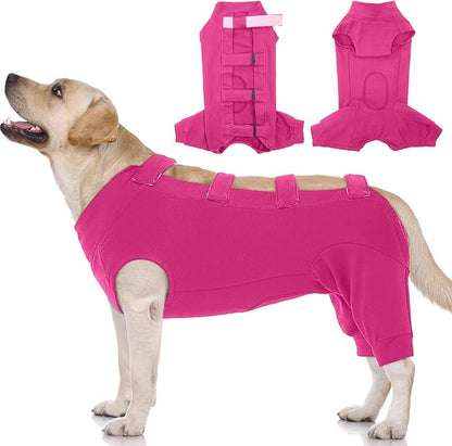 IECOii Dog Surgery Suit - Male Neuter Recovery Onesie, Anti-Licking Wounds, Post-Operative Vest, XXL-Rosered