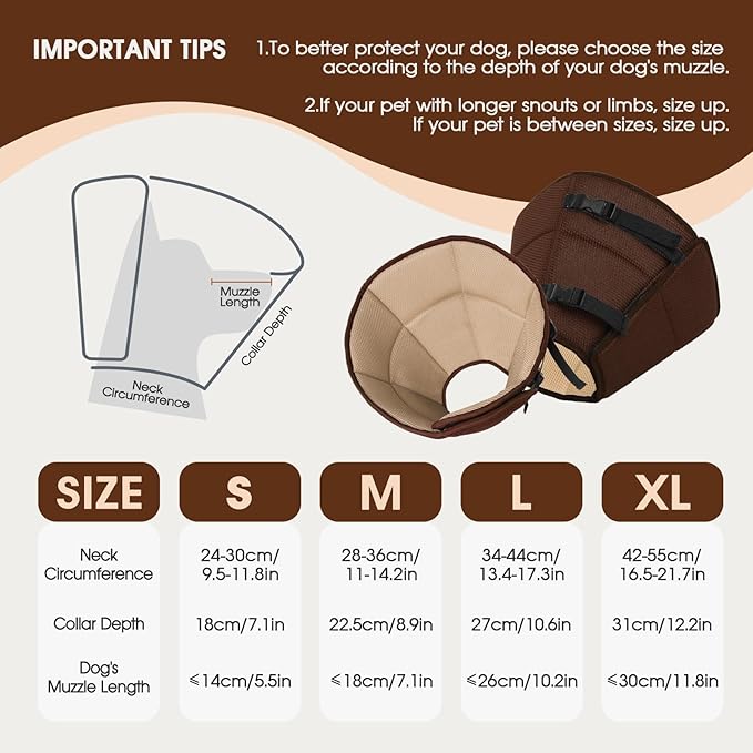 Dog Cone Collar After Surgery for Medium Dogs, Adjustable Soft Recovery Cone for Dogs to Stop Licking Biting, Comfortable Pet Elizabethan Alternative for Wound Healing