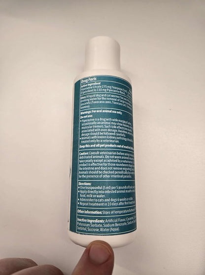 Dog and Cat Wormer Liquid - 4 oz Stop the Worms for Small Dogs, Puppies and Kittens
