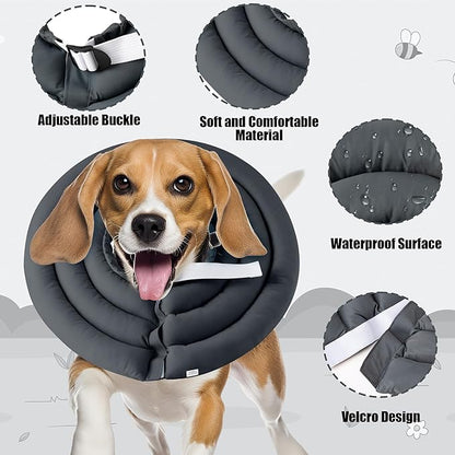 Soft Dog Cone Collar - Adjustable Recovery Cone for Large Dogs After Surgery to Stop Licking, Waterproof Elizabethan Protective Neck Donut Collar Alternative for Pet (Grey, XL)