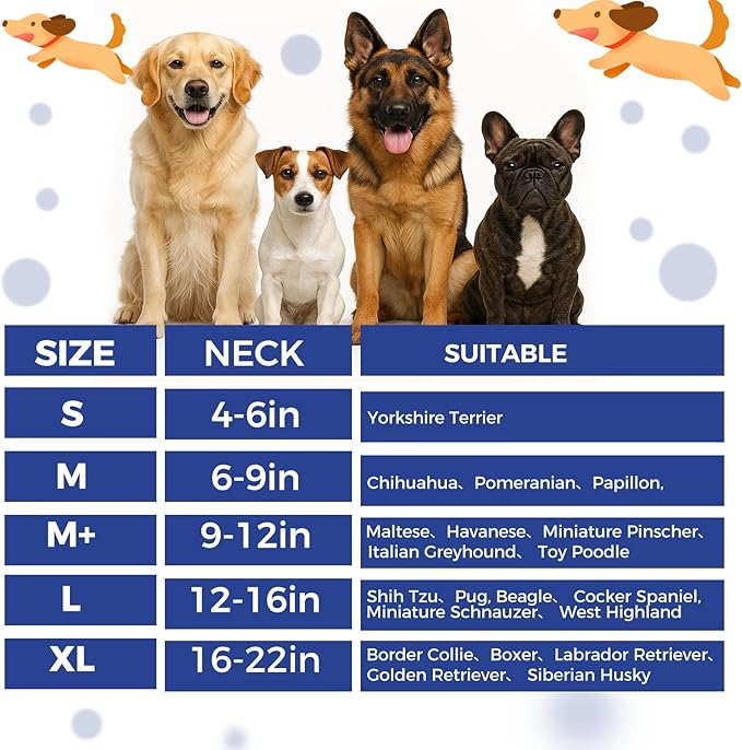 Inflatable Dog Cone Collar, Adjustable Size Velcro with Soft Padding Collar After Surgery for Small Dogs to Stop Licking,Extra Enhanced Anti-Licking Guard Shield for Pets(Blue/S(4-6" Neck))