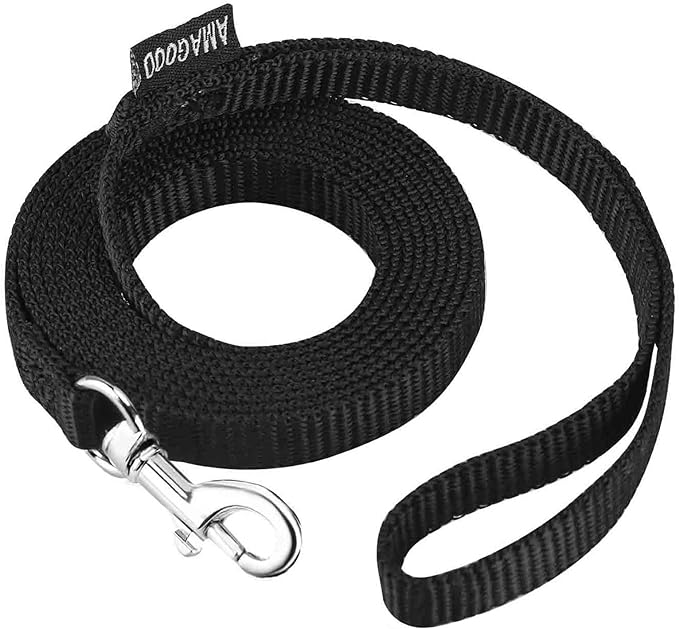 AMAGOOD 6 FT Cat Leashes, Strong Traditional Style Leash with Easy to Use Collar Hook,Cat Lead Great for Cats (Black(Pack of 1),3/8" x 6 Feet)