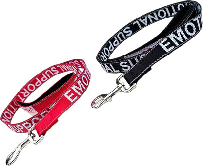 Albcorp Emotional Support Dog Leash 4 FT x 1 Inch – Reflective ESA Leash with Embroidered Emotional Support Lettering, Heavy-Duty Nylon, Padded Neoprene Handle, (Red, Emotional Support)
