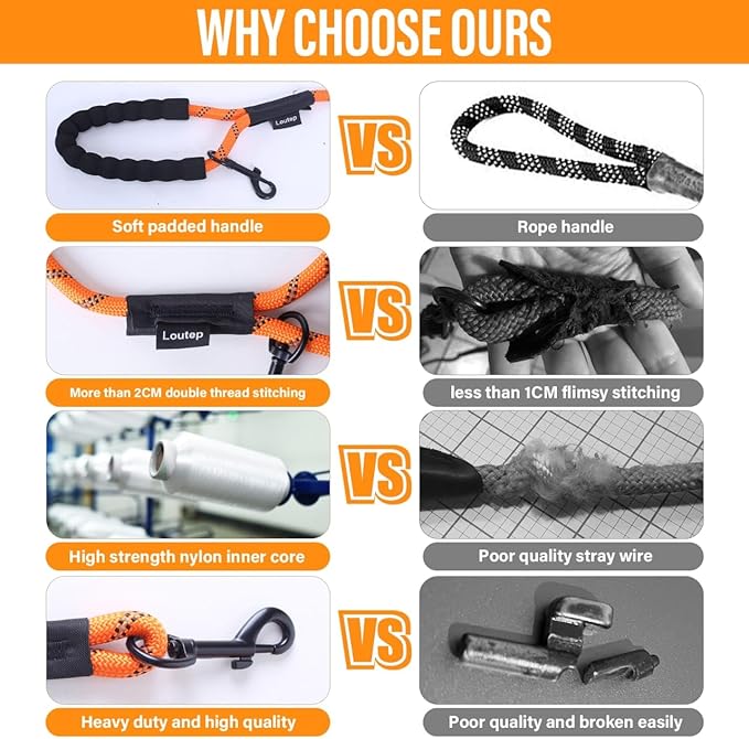 Long Leash for Dogs 10ft 16ft 30ft 50 Feet 100 Foot Tie Out Check Cord Recall Obedience Rope Lead Extra Longline Long Dog Leash for Small Medium Large Dogs Outdoor Training Camping Tracking