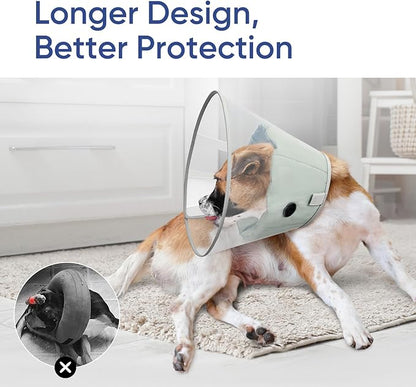 Supet Upgraded Dog Cone with Soft Liner, 20% Lighter Plastic Elizabeth Collar After Surgery to Stop Licking, for Spay Neuter Skin Problems Recovery, for Small Medium Active Large Dogs(Green,S)