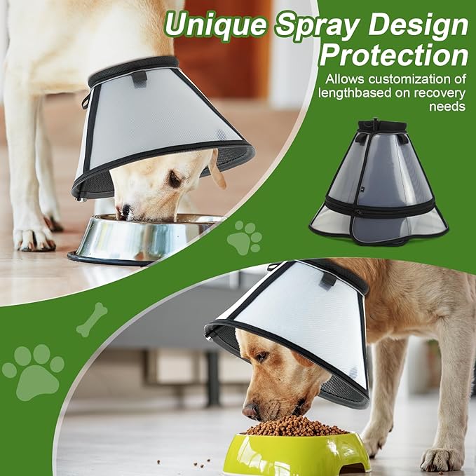 Cone for Dogs – Soft Elizabethan Collar for Large, Medium & Small Dogs | Post-Surgery Recovery, Anti-Licking, Adjustable & Lightweight Dog Cone Alternative (Black,XL)
