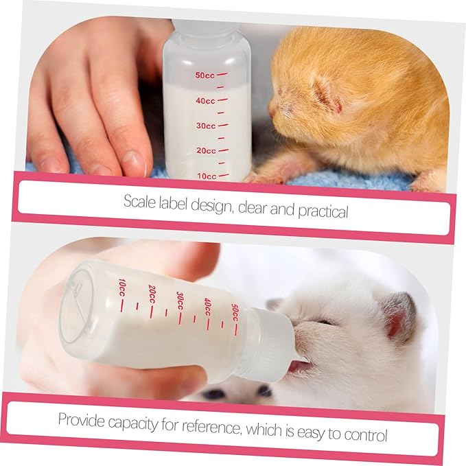 Hemobllo 5pcs Pet Nursing Bottles Safe Food-Grade Milk Feeder for Kittens Puppies and Newborn Animals Pointed Head Design Measurement Scale