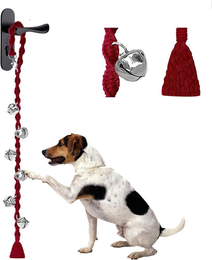 Dog Bells to Go Outside & Puppy Potty Training, Adjustable Dog Door Bell Ring to Go Potty, Handmade with Premium Yarn. Twisted Style, Rosered