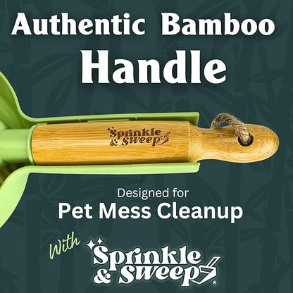 Sprinkle & Sweep: Pet Mess & Odor Cleanup Duo - 15oz Bag & Dustpan Broom - Dog Accident Clumping Powder, Remove Urine-Poop-Vomit from Hard Services