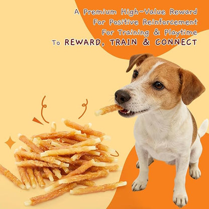 Jungle Calling 35-Count Rawhide Free Dog Treats, 4.5-Inch Chicken Wrapped Cod Sticks for Dogs, Easily Digestible Long Lasting Dog Chews, Soft & Chewy Dog Treats for Training Small Medium Dogs, 1.32 lb