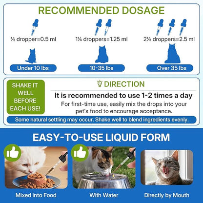 Cat Constipation Relief for Digestive Health Support + Dog Cough Treatment Support for Dogs for Breathing Comfort Bundle, Easy-to-Use, 60 ml/2 Fl Oz Each, Multi-Pet Family Care Solution
