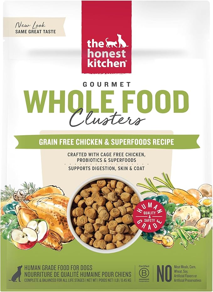 The Honest Kitchen Human Grade Whole Food Clusters Grain Free Chicken Dry Dog Food, 1 lb Trial Pouch