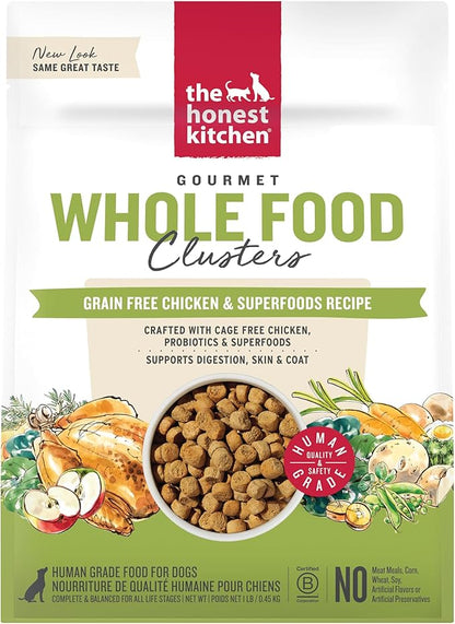 The Honest Kitchen Human Grade Whole Food Clusters Grain Free Chicken Dry Dog Food, 1 lb Trial Pouch