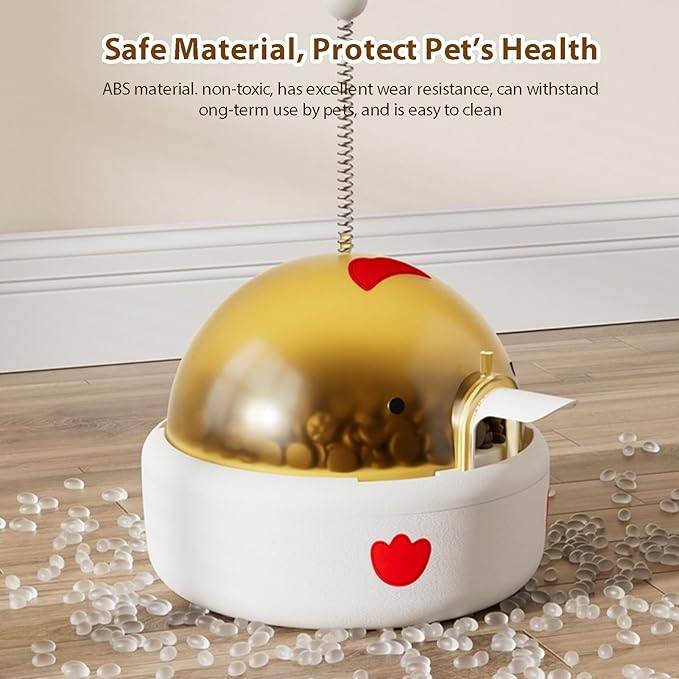 Pet Food Dispenser Interactive Training for Cats and Dogs Feeding Device, Self Soothing and Soothing Sound Toy (Brown)