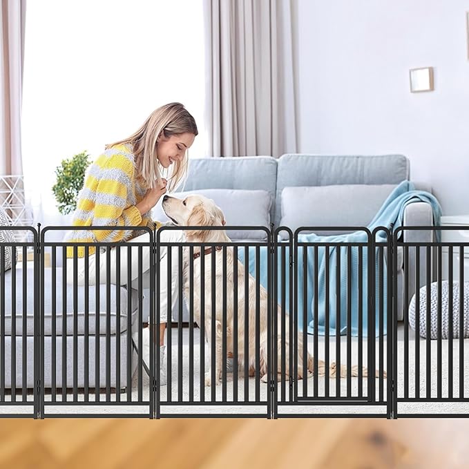 New Thickened Version Dog Playpen, 40 Inch Dog Fences for The Yard, Portable Outdoor Dog Playpen for Large/Medium/Small Dogs, Foldable Metal Dog playpen, with Doors (16 Panels, 40 Inch)