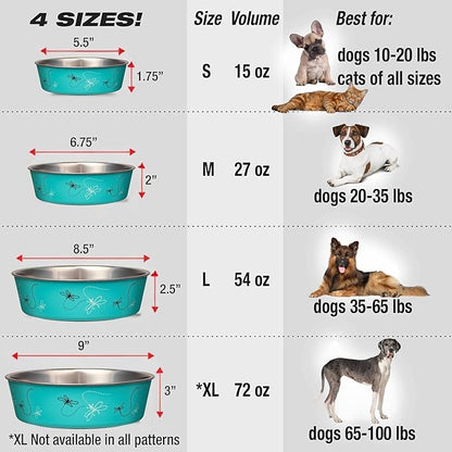 Loving Pets Bella Dog Bowls- Stainless Steel Dog & Cat Bowls - Spill Proof Dog Food Bowl, Cat Bowl, Puppy Essentials & Pet Supplies Great for Home & Travel (Small 10-20 lbs, Dragonfly)