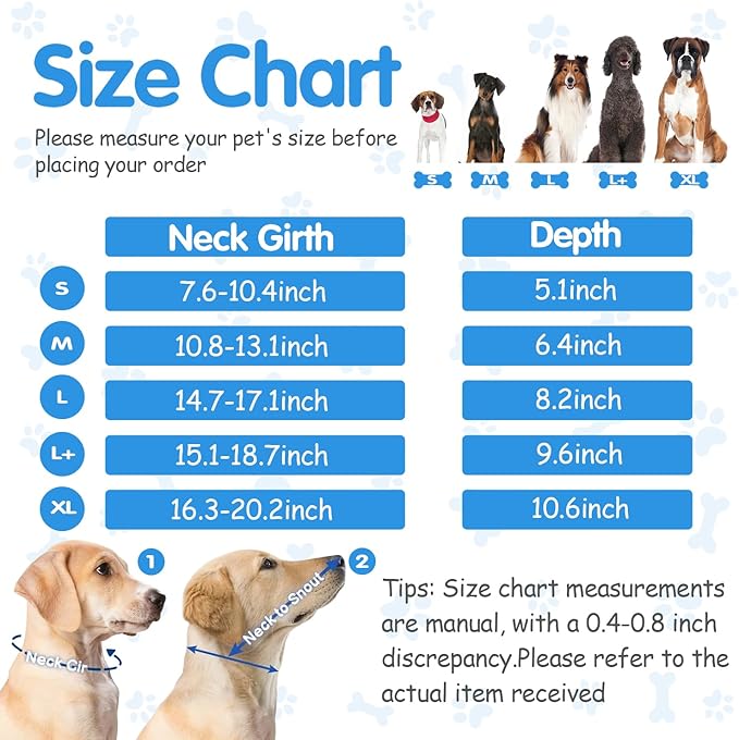 Soft Dog Cone Collar Alternative - Adjustable Comfy Cones for Large/Medium/Small Dogs to Stop Licking After Surgery, Comfortable Fabric Elizabethan Collars, Head Cone of Shame for Neuter Recovery (XL)