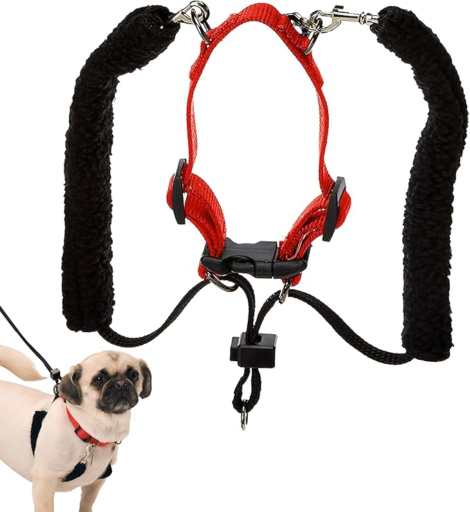 Sporn Original Dog Halter, No Pull Dog Harness, Durable Nylon Collar with Padded Restraint Sleeves for Medium Breeds, No Choke Design, Adjustable Fit, Easy On/Off, Red, Medium