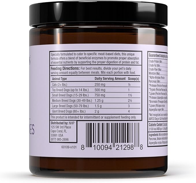 Dr. Mercola Bark & Whiskers Digestive Enzymes – Veterinarian Formulated – for Dogs & Cats – Non-GMO – 150 Scoops – Meat-Based Diet