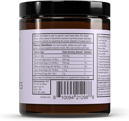Dr. Mercola Bark & Whiskers Digestive Enzymes – Veterinarian Formulated – for Dogs & Cats – Non-GMO – 150 Scoops – Meat-Based Diet