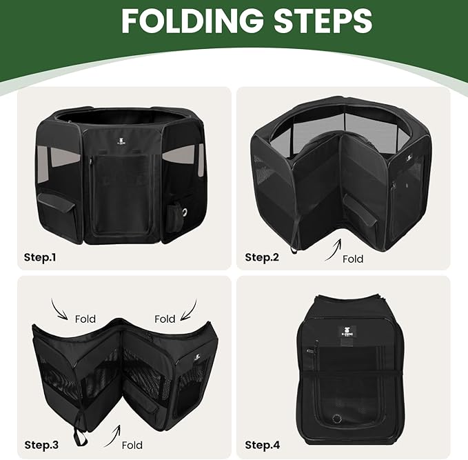 X-ZONE PET Dog Playpen Portable Pet Play Pens for Puppies, Cat, Rabbit, Chicks, Foldable Exercise Play Tent Kennel Crate, Indoor/Outdoor Travel Camping Black Small