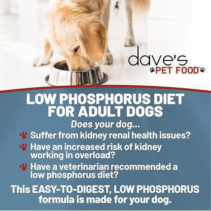 Dave’s Pet Food Kidney Support for Dogs with Renal Support (Chicken Formula Crumble) Non-Prescription Low Phosphorus Restricted Diet Dog Food, Added Vitamins Minerals & Taurine, Vet Formulated (13 oz)