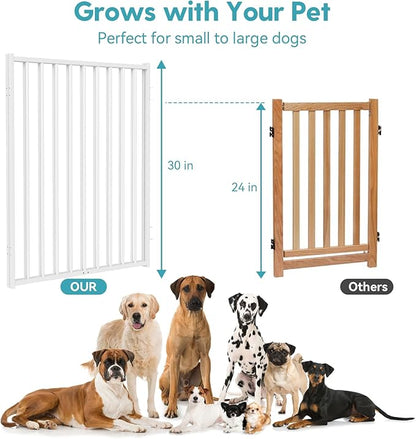 No Pawblems Free Standing Dog Gate, 30" Tall Foldable Dog Fence for Indoor, Up to 52 Inch Extra Wide Puppy Gate Extension for Stairs, Hallways, Doorways, Deck, Yard (White, 2 Panels)