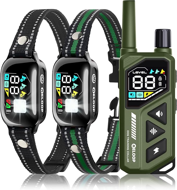 Smart Dog Training Collar for 2 Dogs, 2-in-1 Remote Control Shock Collar with AI Anti-Barking Device for Small/Medium,/Large Dogs, IPX7 Waterproof