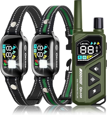 Smart Dog Training Collar for 2 Dogs, 2-in-1 Remote Control Shock Collar with AI Anti-Barking Device for Small/Medium,/Large Dogs, IPX7 Waterproof
