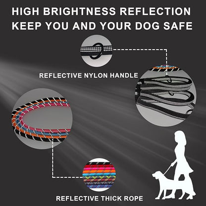 ZALER Short Dog Leash, 26 Inches Rope Traffic Leashes for Dogs, Reflective Dog Lead with O-Ring, Heavy Duty Pet Leash for Large and Medium Dogs (26" Dark Blue)