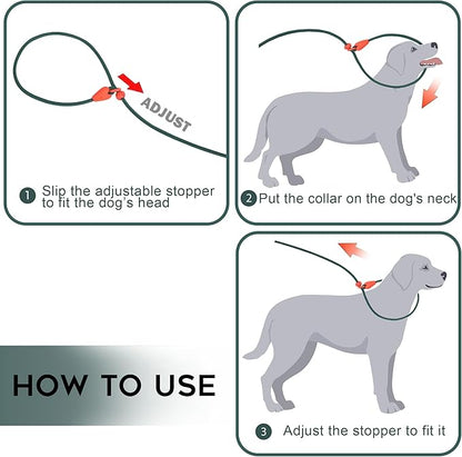 Slip Lead for Dogs Dog Leash Dog Leash for Small Medium Dogs Puppy Leash 6FT 6 Colors Strong Nylon Dog Training Leash No Pull Rope (Green)