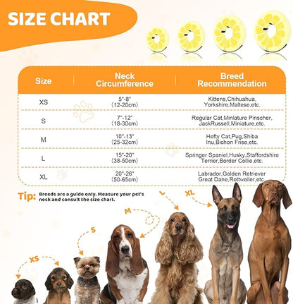 Adjustable Inflatable Dog Cat Cone Collar for Surgery Recovery, Soft Cone for Dogs & Cats, Portable & Washable Dog Donut Collar, Small Cat Cone E Collar (Yellow XS)