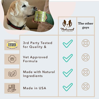 Natural Dog Company Hip & Joint Supplement Chew for Dogs – Supports Mobility, Flexibility & Comfort, Glucosamine, Chondroitin, MSM & Turmeric, Chicken Flavor, 90 Count